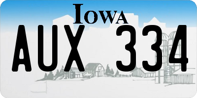 IA license plate AUX334