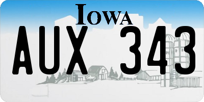 IA license plate AUX343