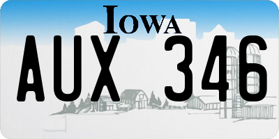 IA license plate AUX346