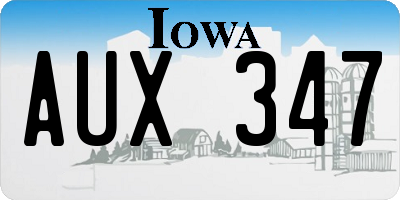 IA license plate AUX347