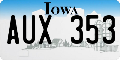 IA license plate AUX353