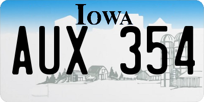 IA license plate AUX354