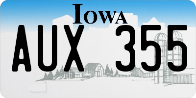 IA license plate AUX355