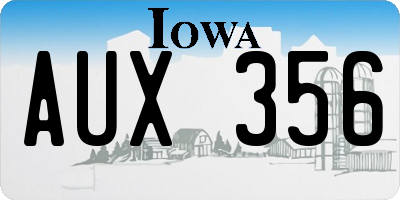 IA license plate AUX356