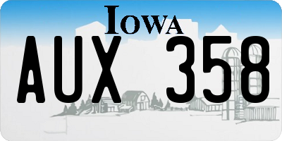 IA license plate AUX358