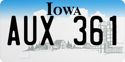 IA license plate AUX361