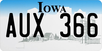 IA license plate AUX366