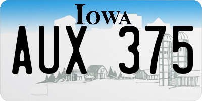 IA license plate AUX375