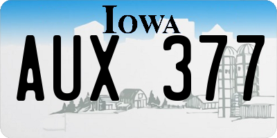 IA license plate AUX377