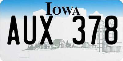 IA license plate AUX378