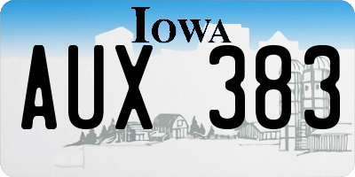 IA license plate AUX383