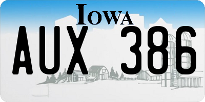 IA license plate AUX386