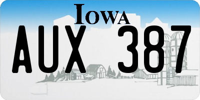IA license plate AUX387