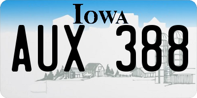 IA license plate AUX388