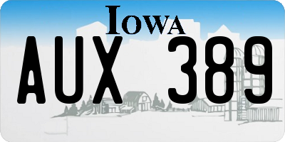 IA license plate AUX389