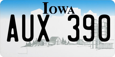 IA license plate AUX390