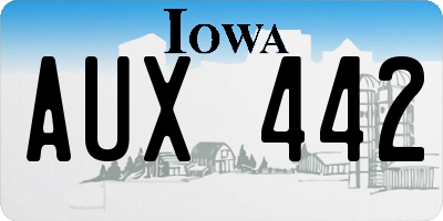 IA license plate AUX442
