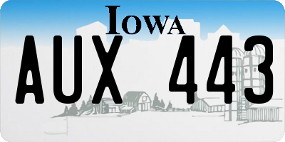 IA license plate AUX443