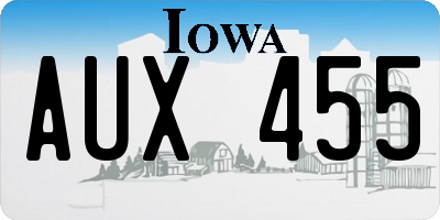 IA license plate AUX455