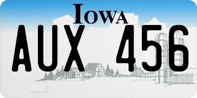 IA license plate AUX456
