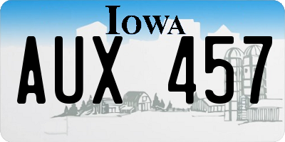 IA license plate AUX457
