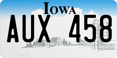 IA license plate AUX458