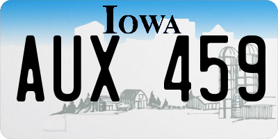 IA license plate AUX459