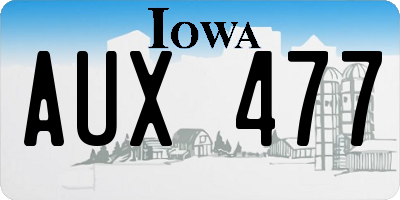 IA license plate AUX477