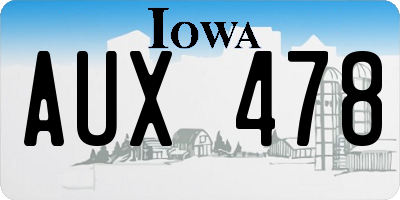 IA license plate AUX478