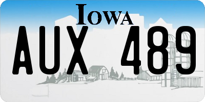 IA license plate AUX489