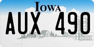 IA license plate AUX490