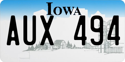 IA license plate AUX494