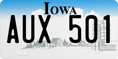 IA license plate AUX501