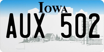IA license plate AUX502
