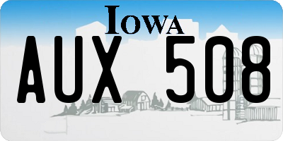 IA license plate AUX508