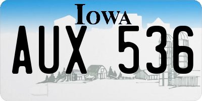 IA license plate AUX536