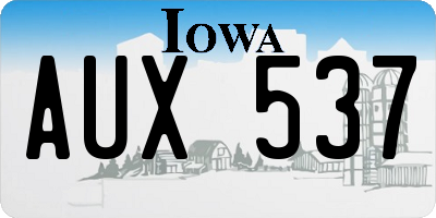 IA license plate AUX537