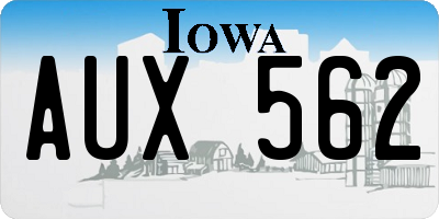 IA license plate AUX562
