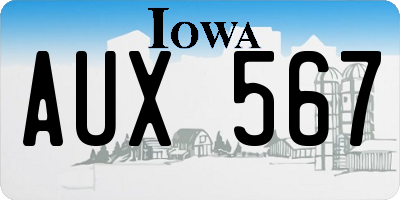 IA license plate AUX567