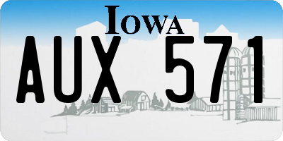 IA license plate AUX571