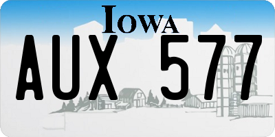 IA license plate AUX577