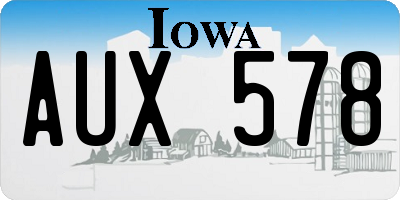 IA license plate AUX578