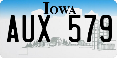 IA license plate AUX579