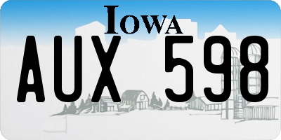 IA license plate AUX598