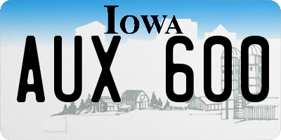 IA license plate AUX600