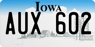 IA license plate AUX602