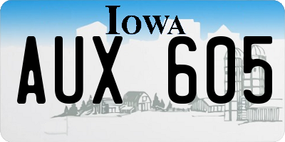 IA license plate AUX605