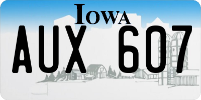 IA license plate AUX607