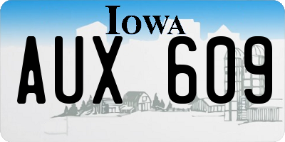 IA license plate AUX609