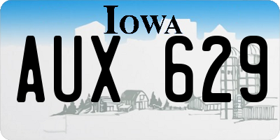 IA license plate AUX629